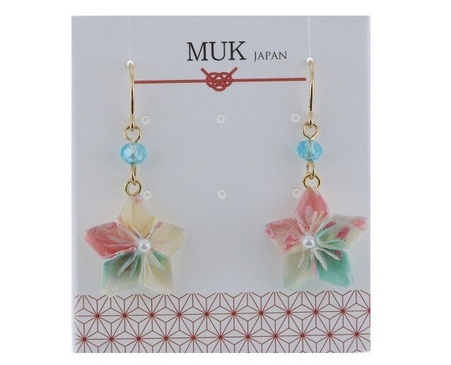 Origami Flower Folding  Earrings(light Blue)