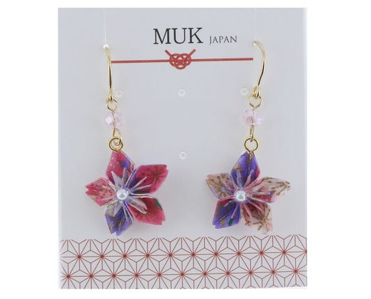 Origami Flower Folding  Earrings(Purple)