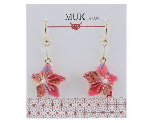 Origami Flower Folding  Earrings(Pink)