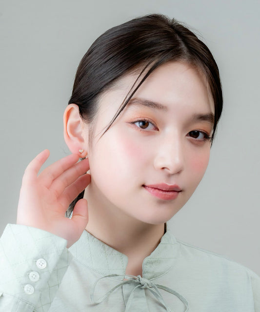 Twinkle Heart Studs Loop Fit Earrings- Gold (Made In Japan)