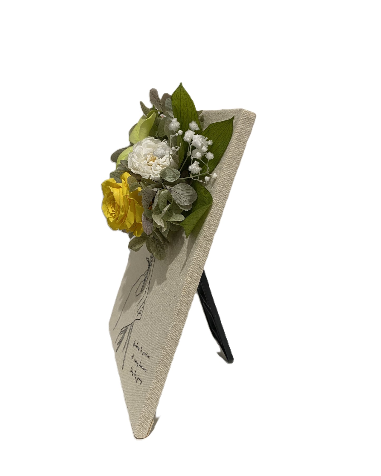 Holding Flower with Canvas Board-Green( with gift box)