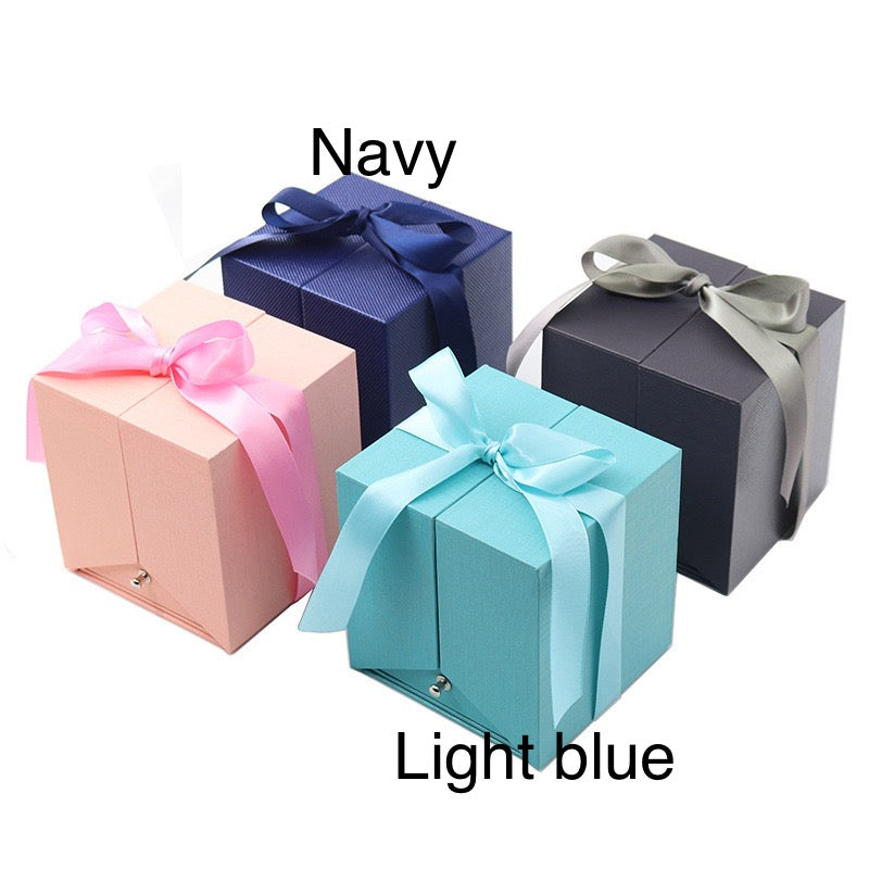 Preserved Loving Flower Box(Navy)-Red Rose (Size M)