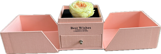 Preserved Loving Flower Box— Morning Yellow & Orange Garden Rose (Size M)