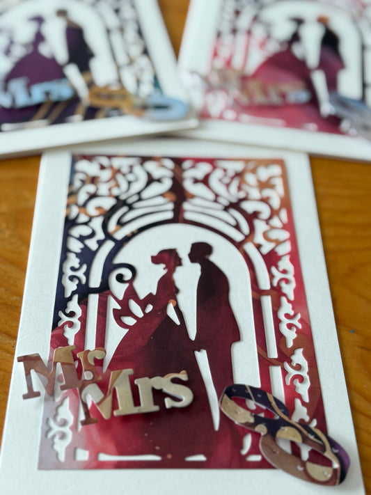 Hand Made Wedding Card (red brown)