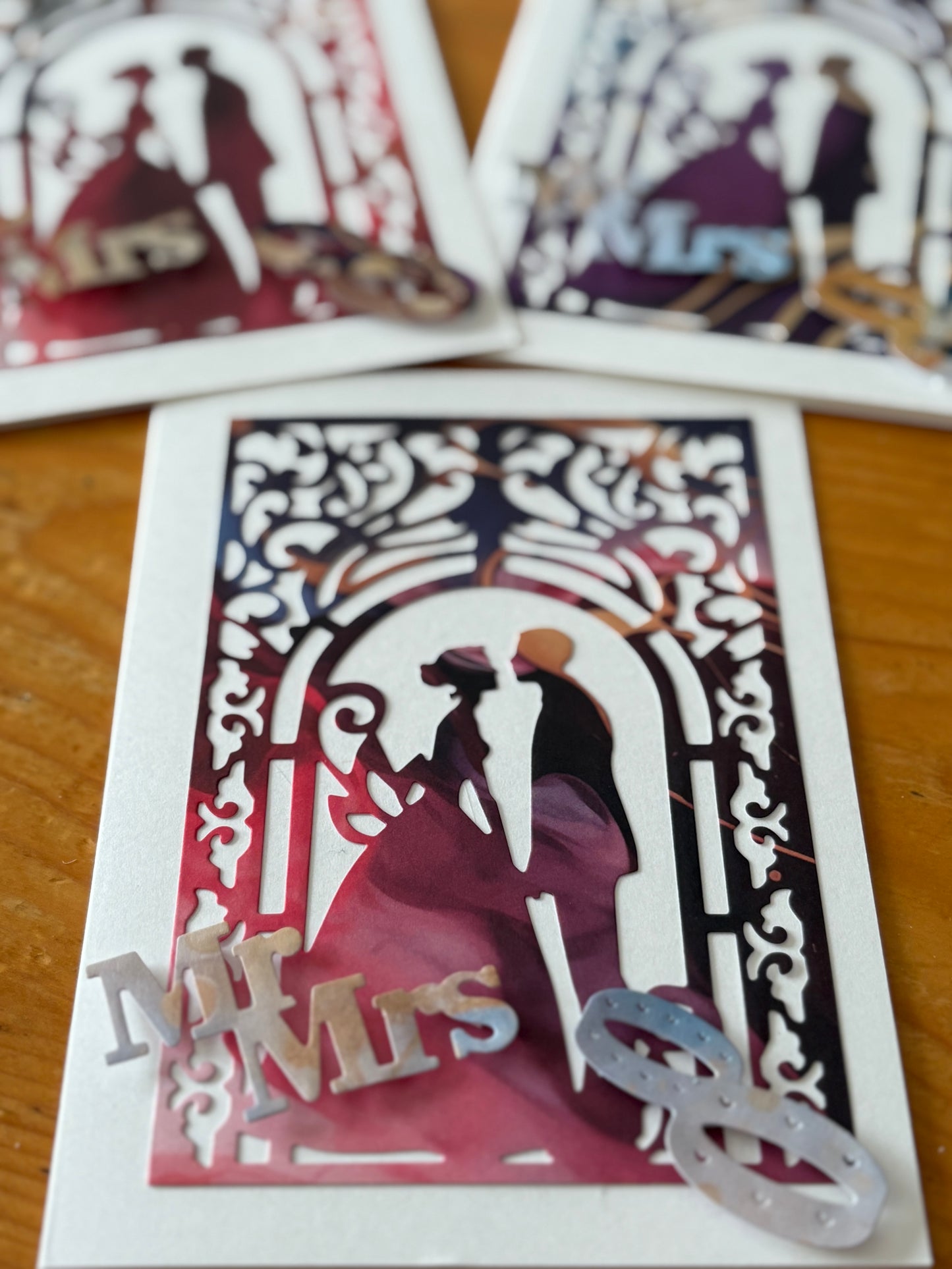 Hand Made Wedding Card (Red blue)