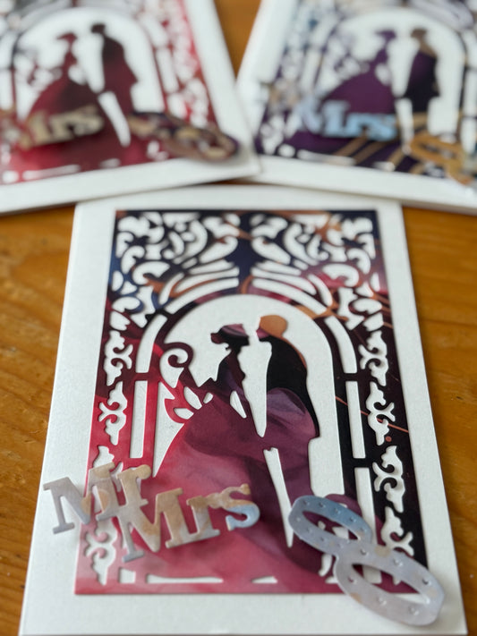 Hand Made Wedding Card (Red blue)