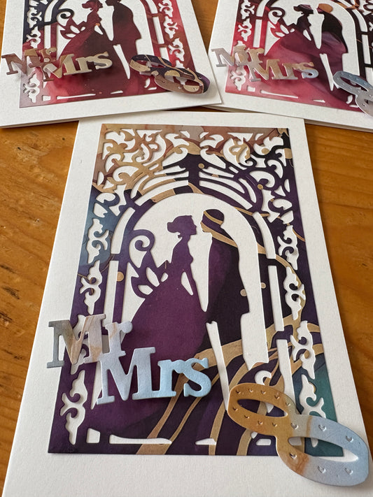 Hand Made Wedding Card (purple blue)