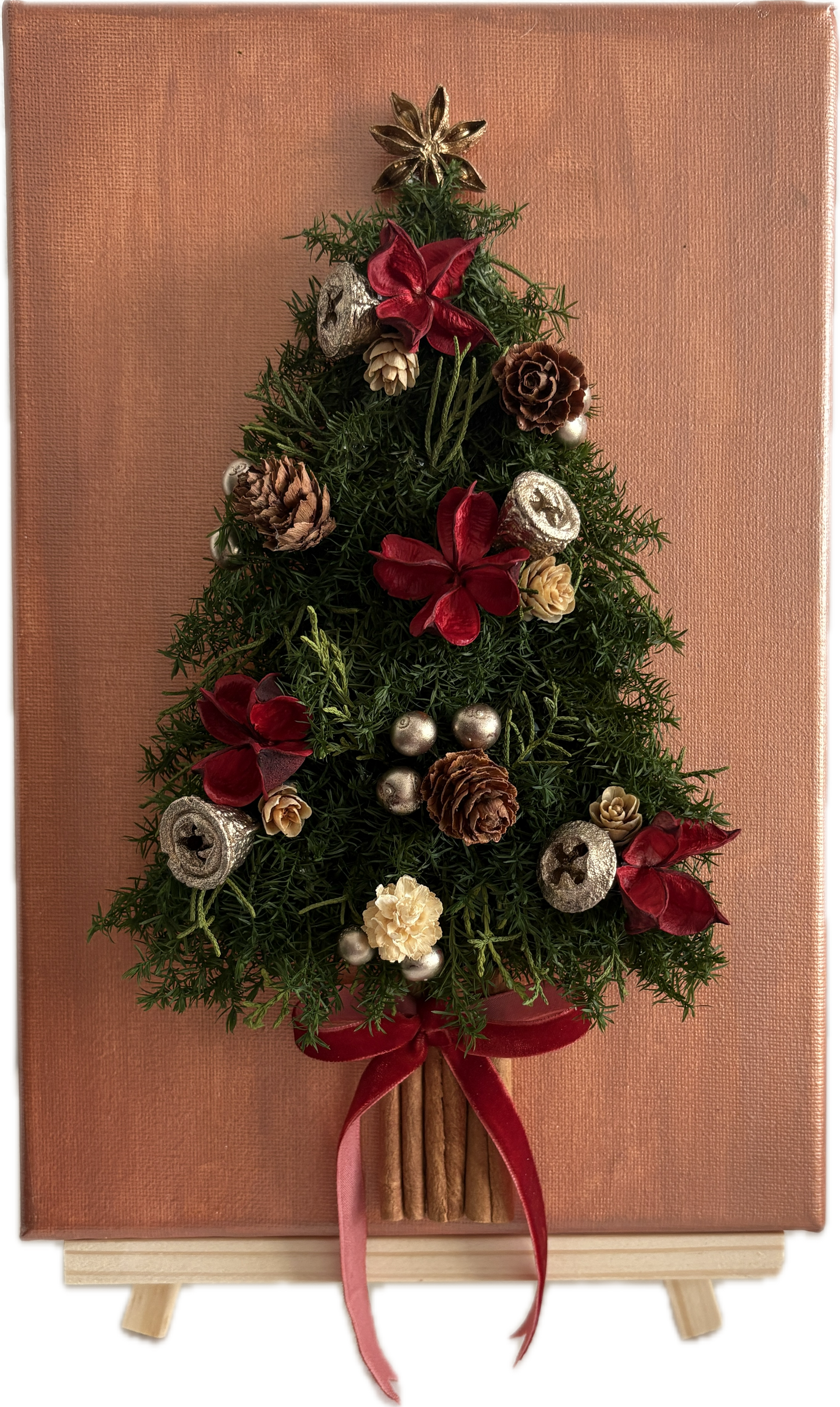 Christmas Tree 3D Floral Art with Preserved Flowers (Large Size)