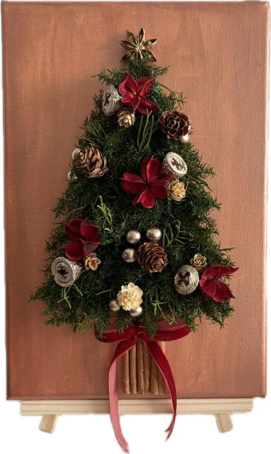 Christmas Tree 3D Floral Art with Preserved Flowers (Large Size)