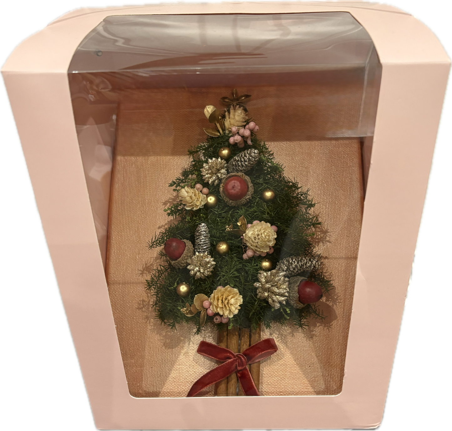 Christmas Tree 3D Floral Art with Preserved Flowers (Small Size)