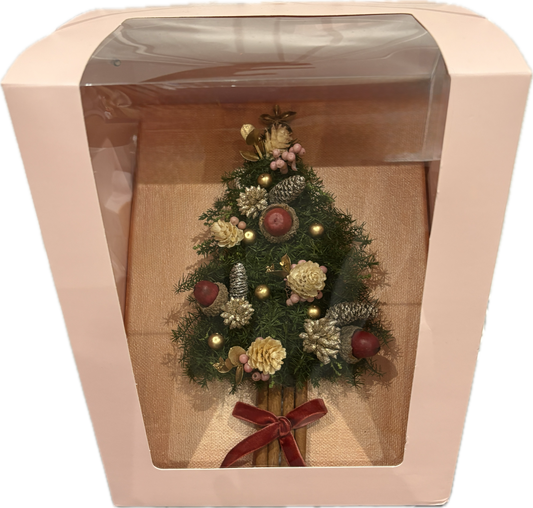 Christmas Tree 3D Floral Art with Preserved Flowers (Small Size)
