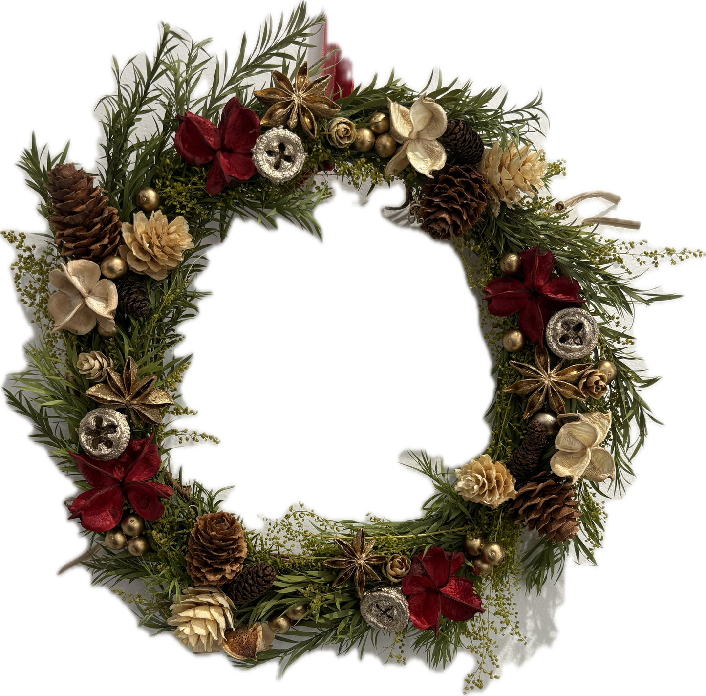 Preserved Christmas Wreath Style2 (with string lights)
