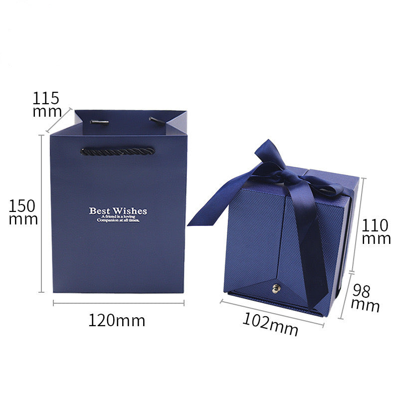 Preserved Loving Flower Box(Navy)-Red Rose (Size M)
