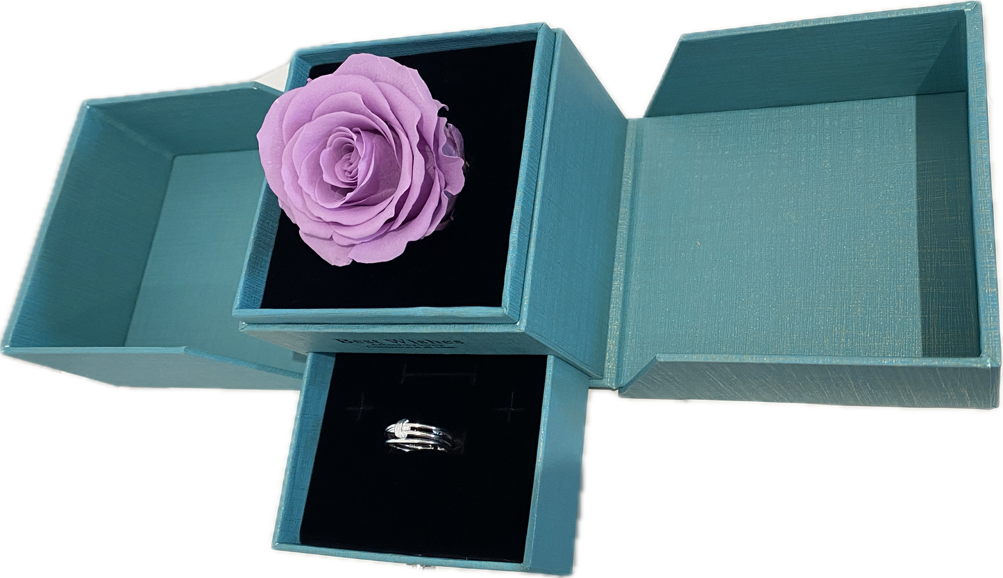 Preserved Loving Flower Box with Light Purple Rose (size L)