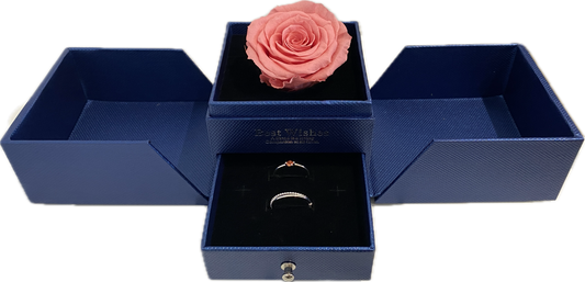 Preserved Loving Flower Box(Navy)- Candy Pink Rose(Size L)