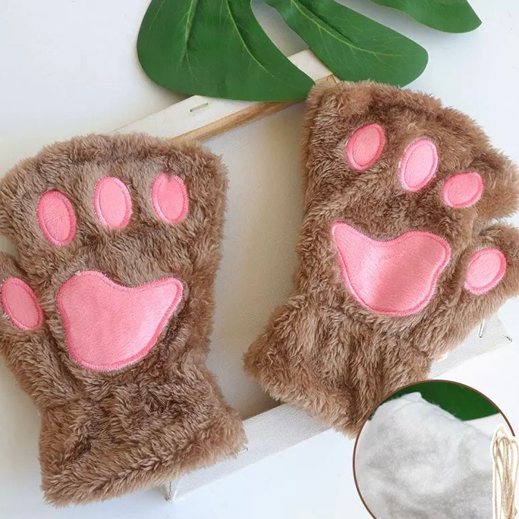 Adorable Cat Paws Gloves(Brown)