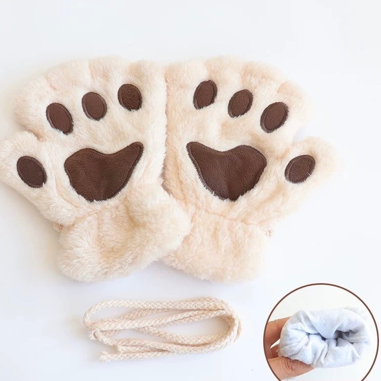 Adorable Cat Paw Gloves(White & Brown)