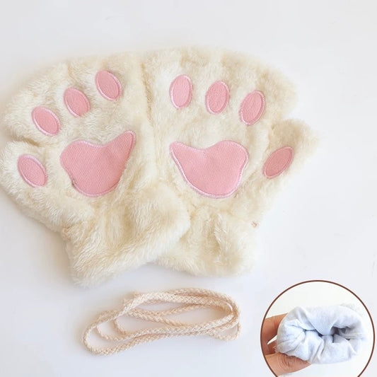 Adorable Cat Paws Gloves(White & Pink)