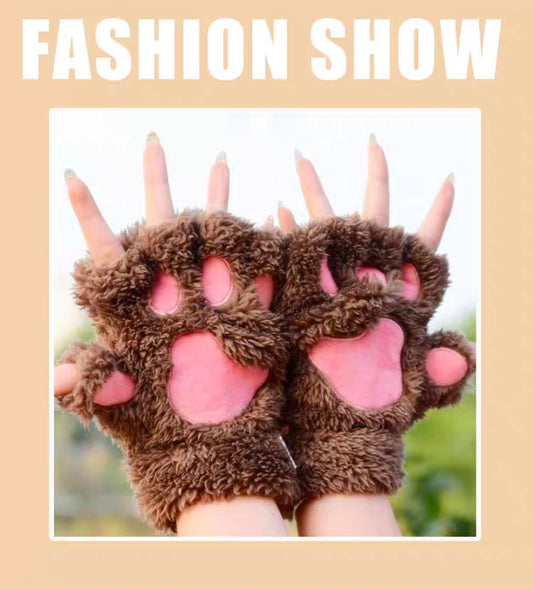 Adorable Cat Paws Gloves(Brown)