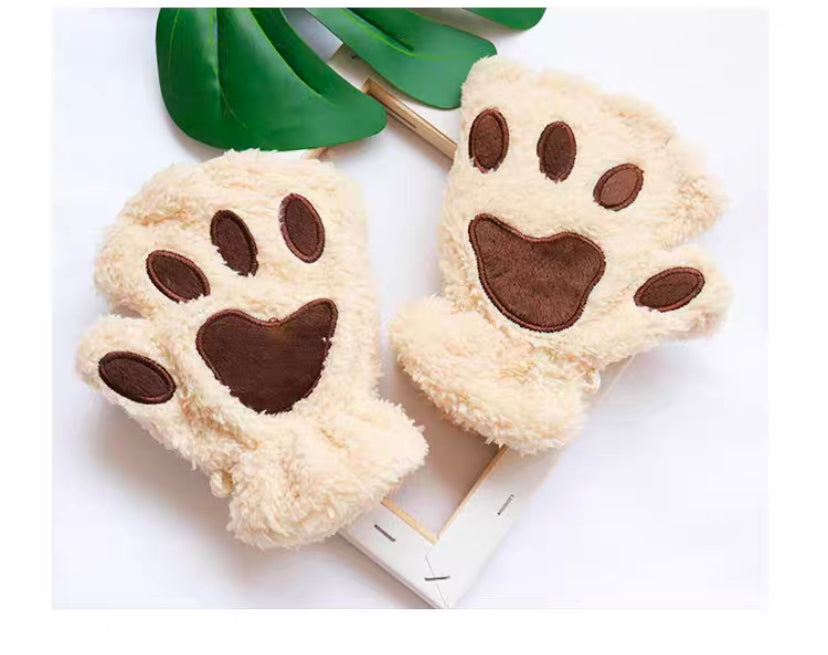Adorable Cat Paw Gloves(White & Brown)