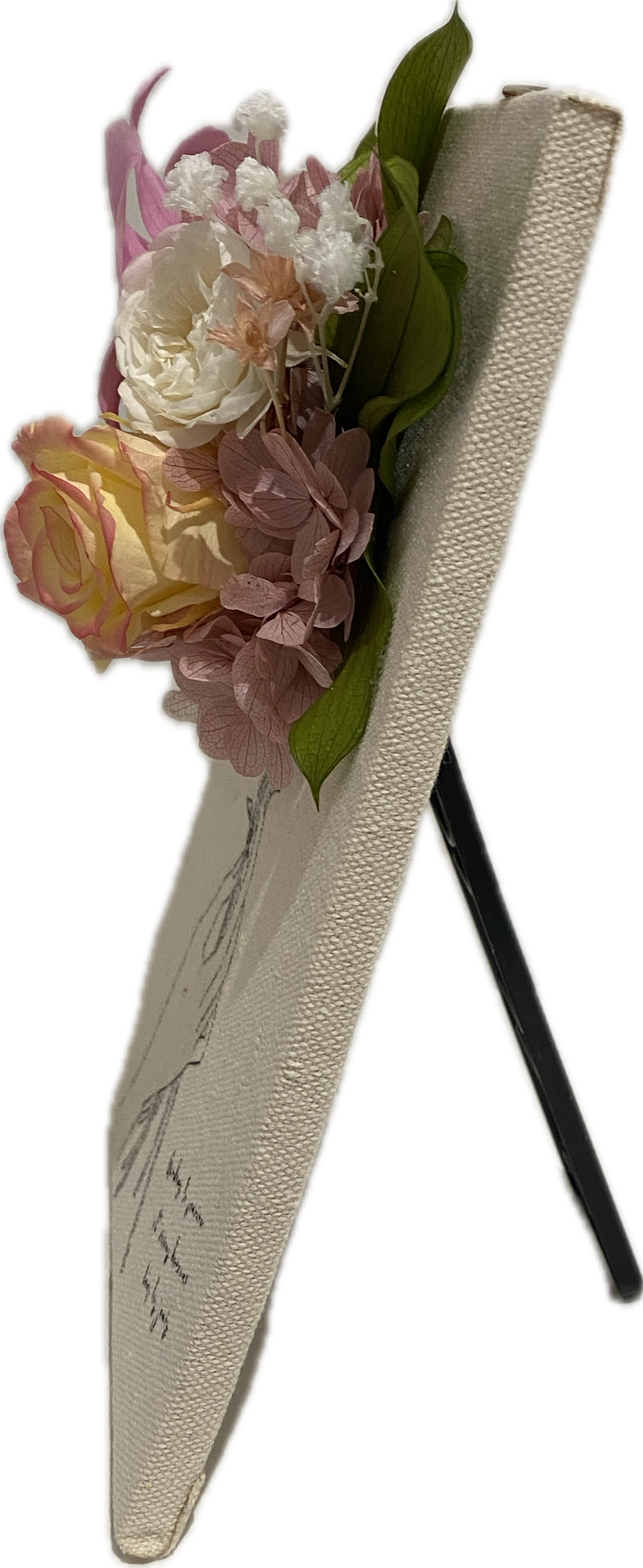 Holding Flower with Canvas Board-Pink( with gift box)