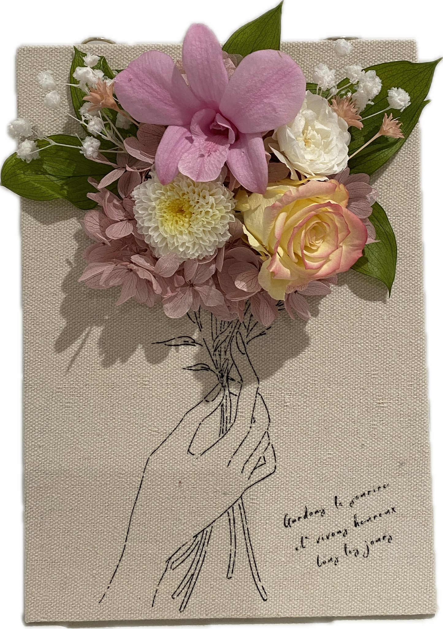 Holding Flower with Canvas Board-Pink( with gift box)