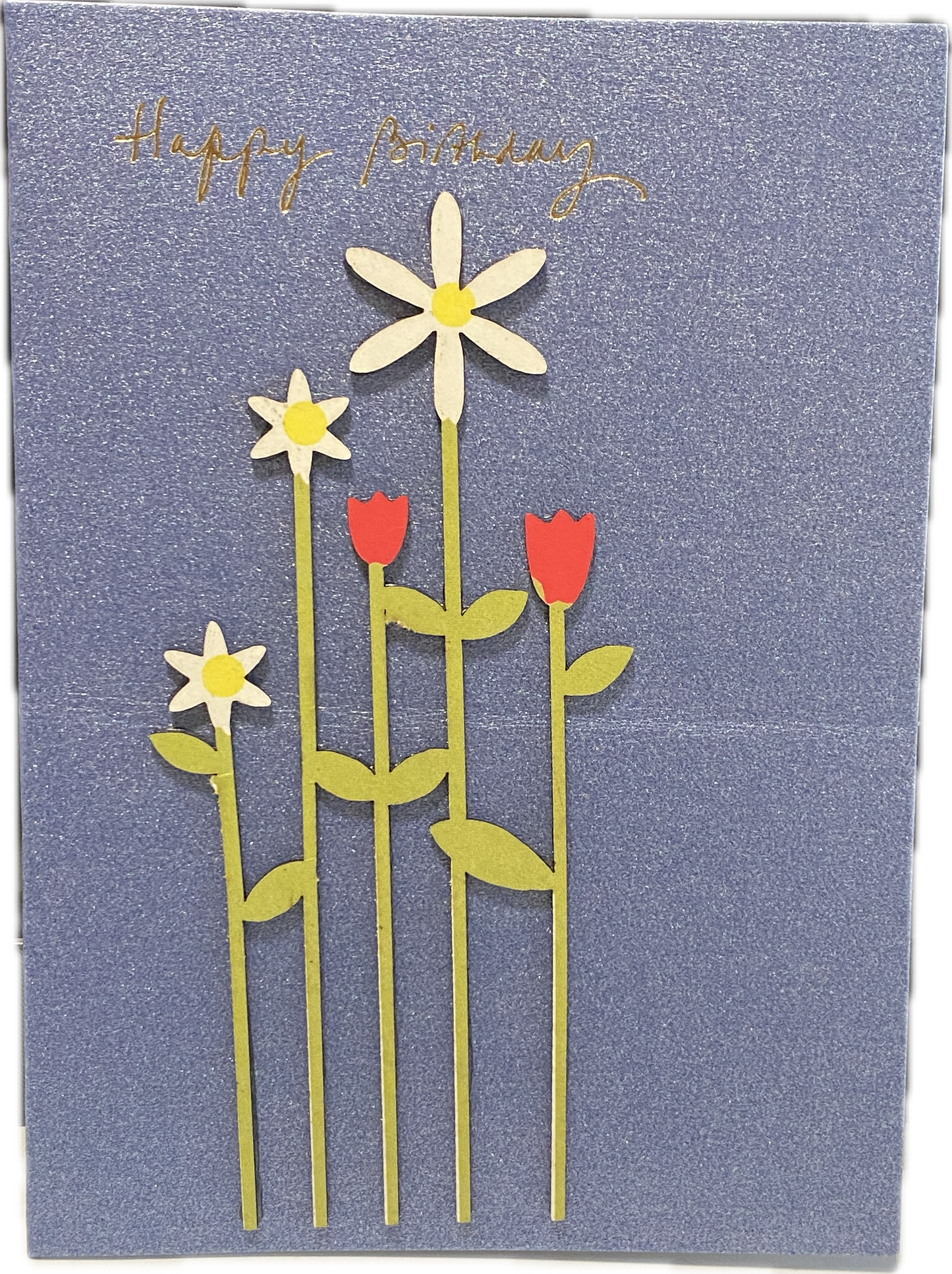 Card-Happy Birthday-flower (Grey Blue)