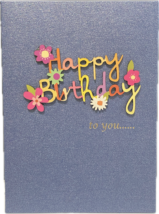 Card-Happy Birthday-word (Grey Blue)