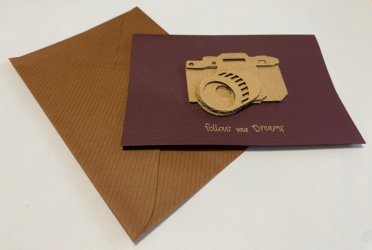 Card-Camera & follow your dream ( Red wine)