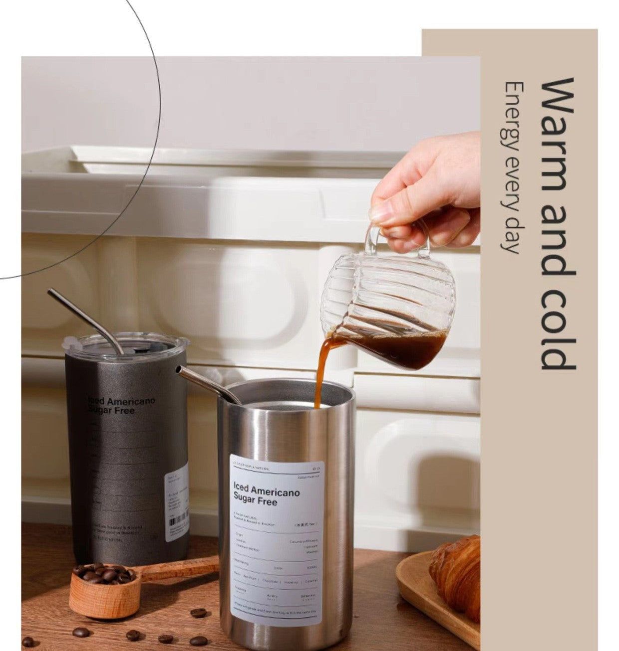 American style stainless steel cup- Dark grey