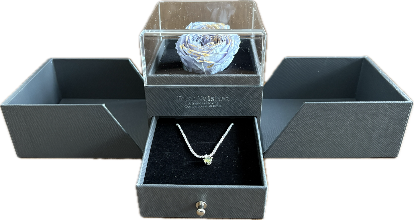Preserved Loving Flower Box— Luxe Garden Rose: Antique Blue (Size M)
