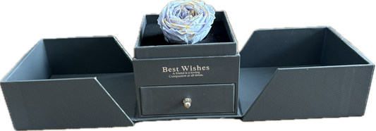 Preserved Loving Flower Box— Luxe Garden Rose: Antique Blue (Size M)
