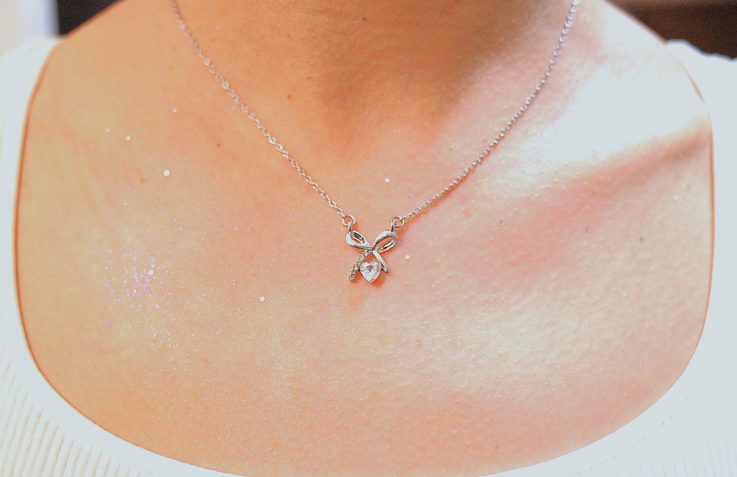 Ribbon with Heart Necklace(with box)