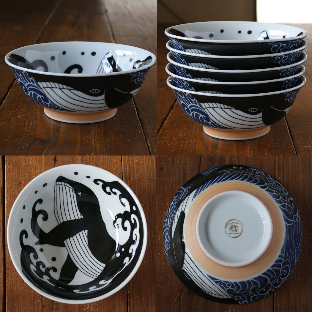 Whale pattern Donburi Ramen Bowl (Made in Japan)