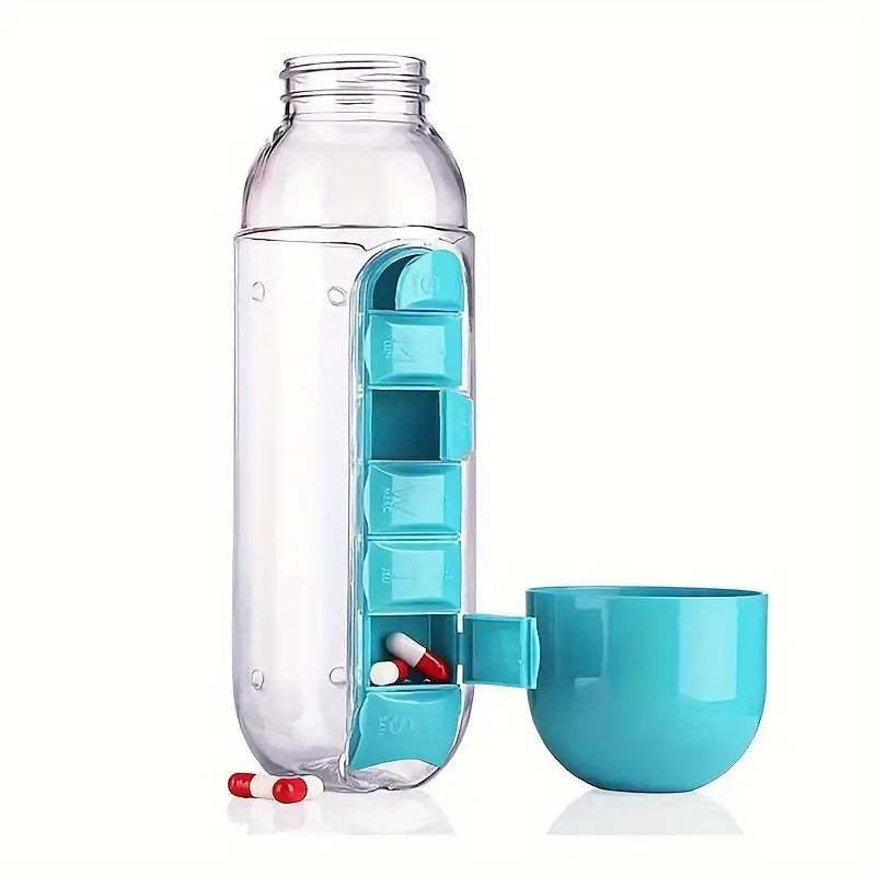 600ml Pill Organizer Water Bottle-Black