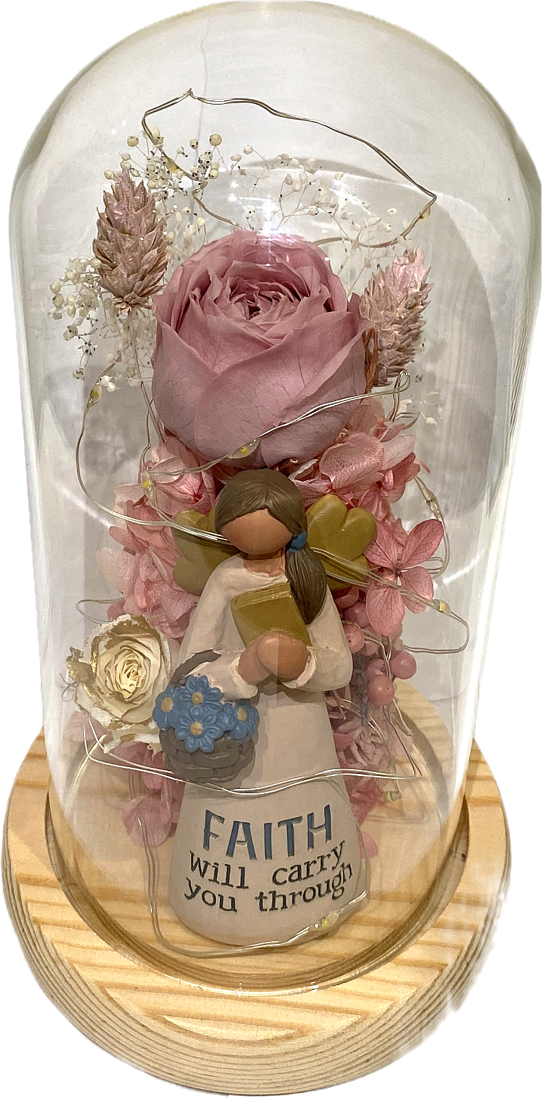 ”Faith will carry you through” Glass Bottle( with string lights)