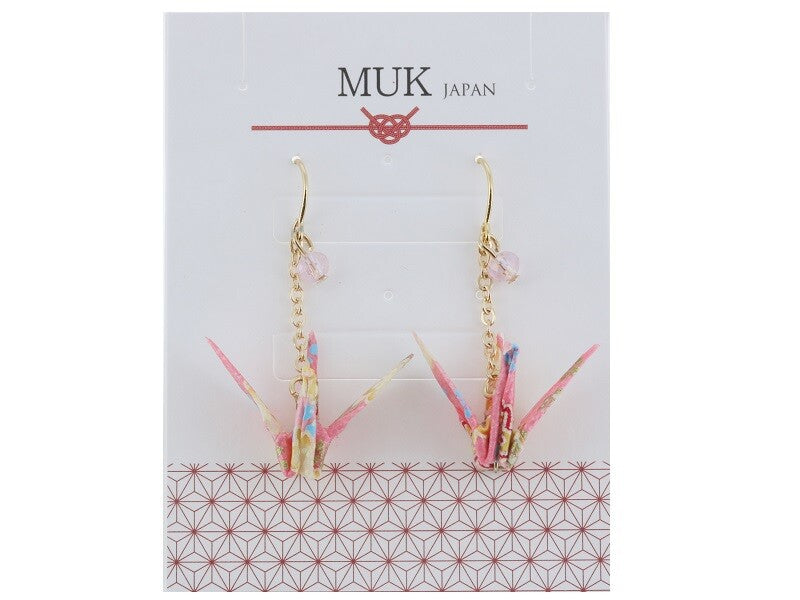 Origami Crane Folding  Earrings(Pink)