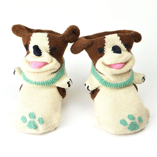 Kids' Socks Dog-(Beige)-S (Made in Japan)