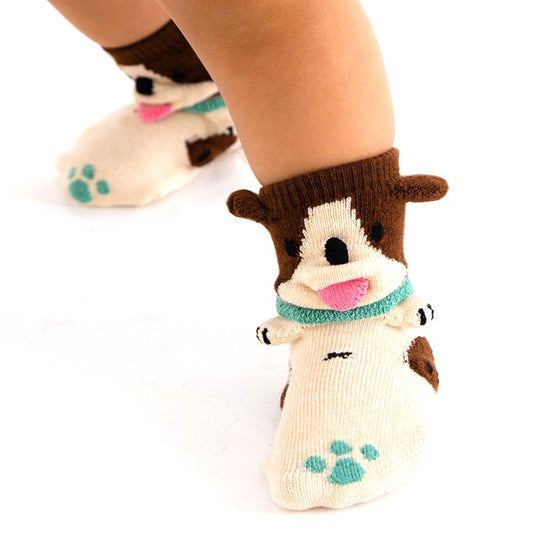 Kids' Socks Dog-(Beige)-XS (Made in Japan)