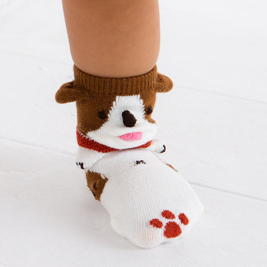 Kids' Socks Dog-(White)-XS (Made in Japan)