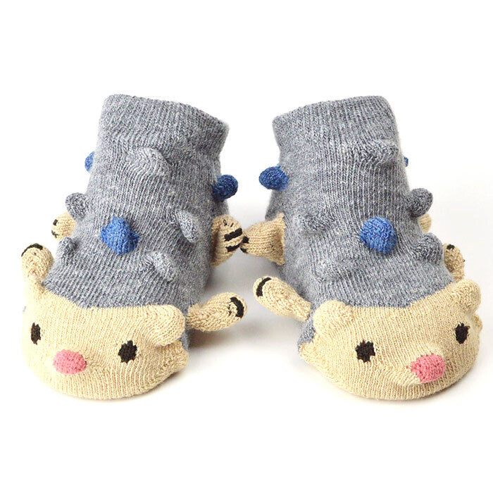 Kids' Socks Hedgehog-(grey )-XS (Made in Japan)