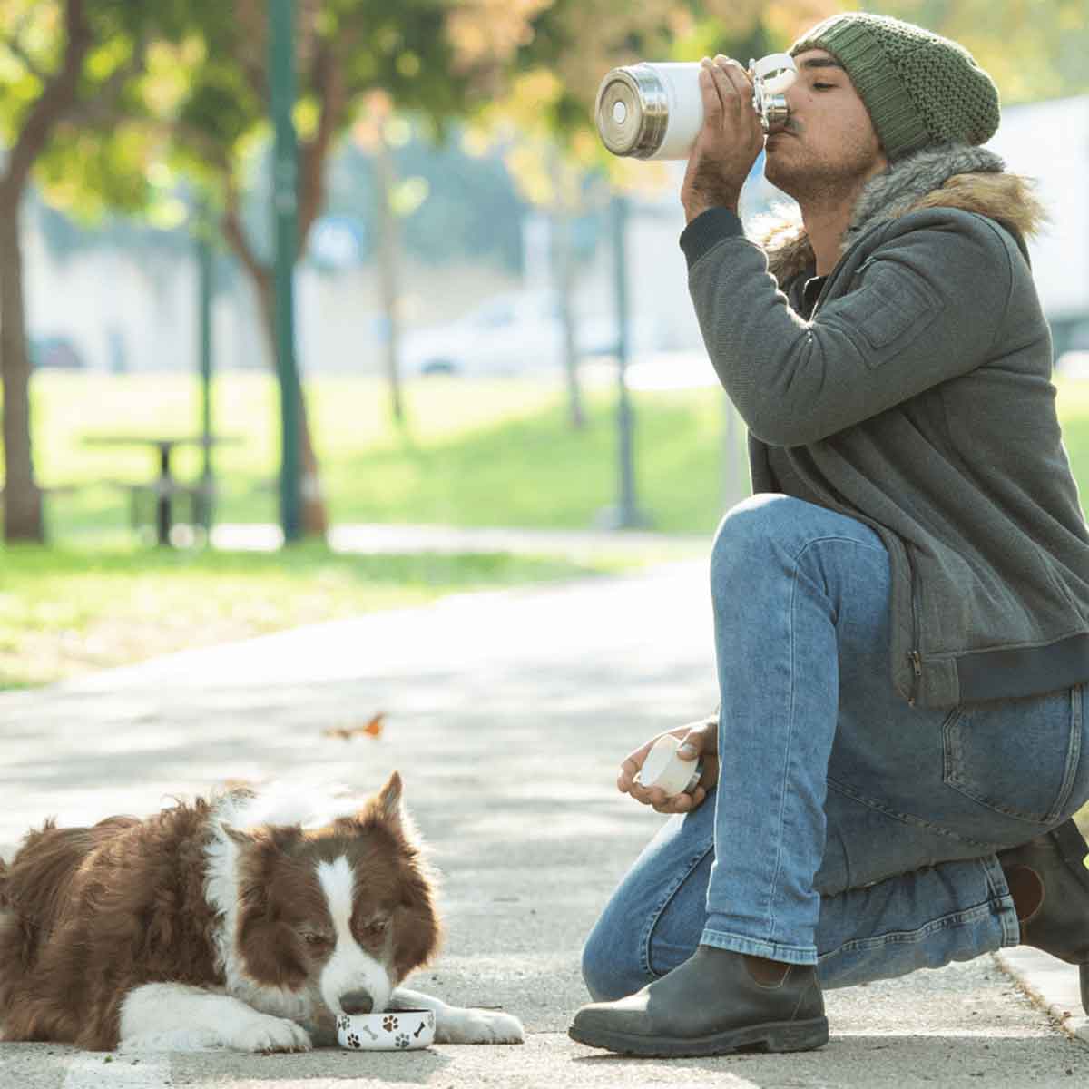 Asobu Tritan Water Bottle With Dog Bowl White 975Ml