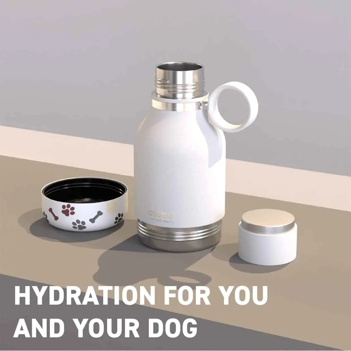 Asobu Tritan Water Bottle With Dog Bowl White 975Ml