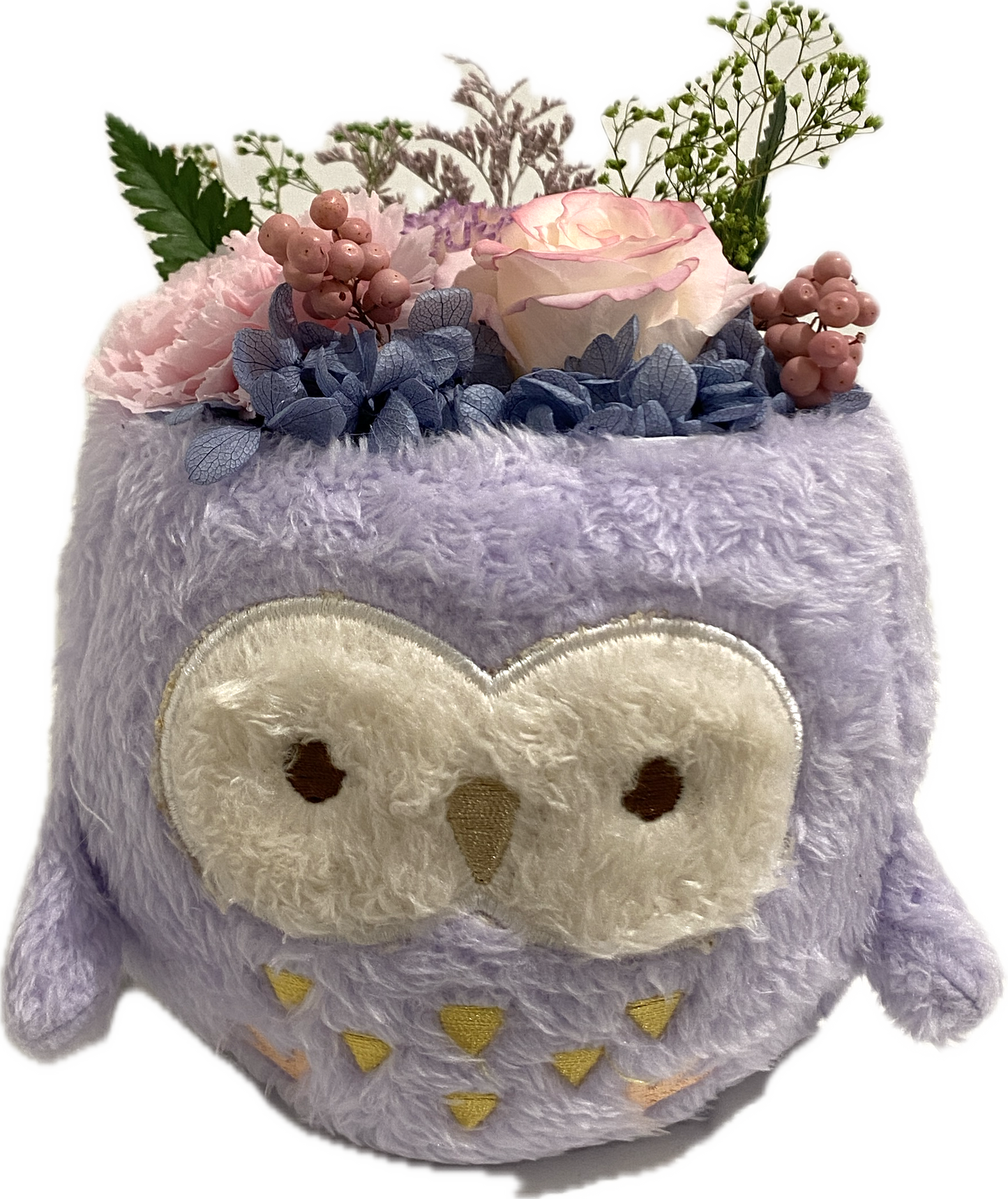 ふわふわフクロウの鉢植え（プリザーブドフラワー）