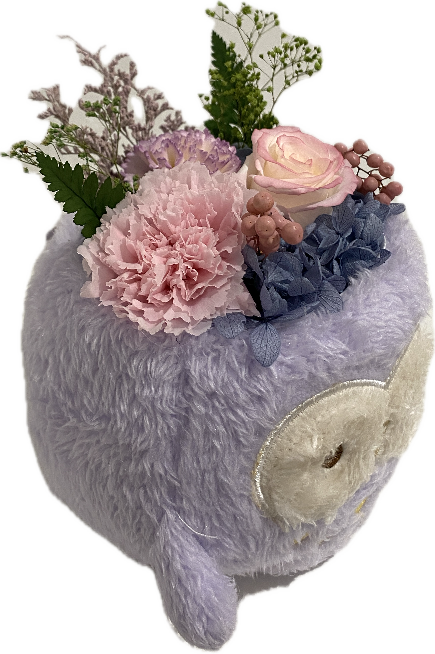 ふわふわフクロウの鉢植え（プリザーブドフラワー）