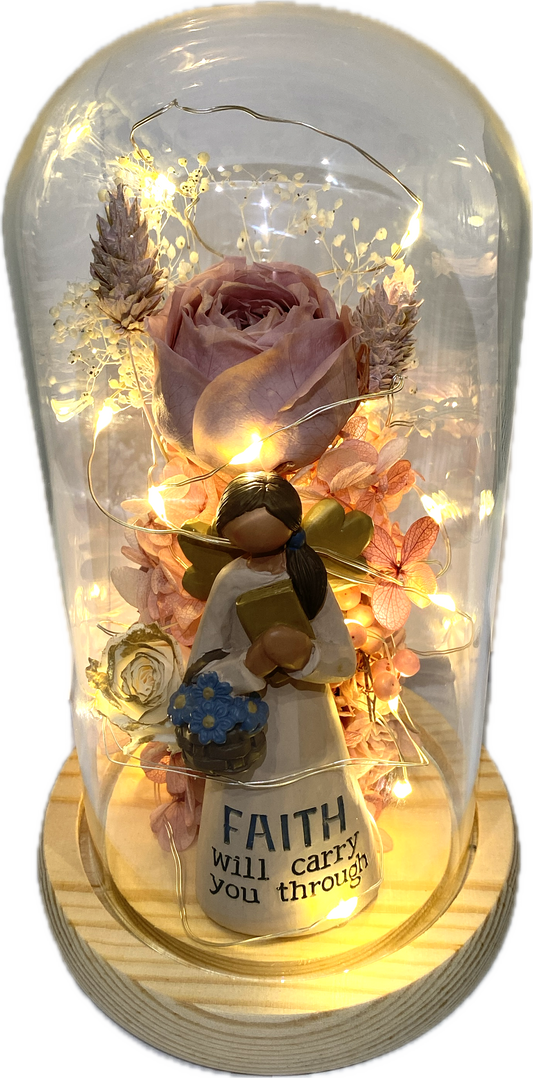 ”Faith will carry you through” Glass Bottle( with string lights)