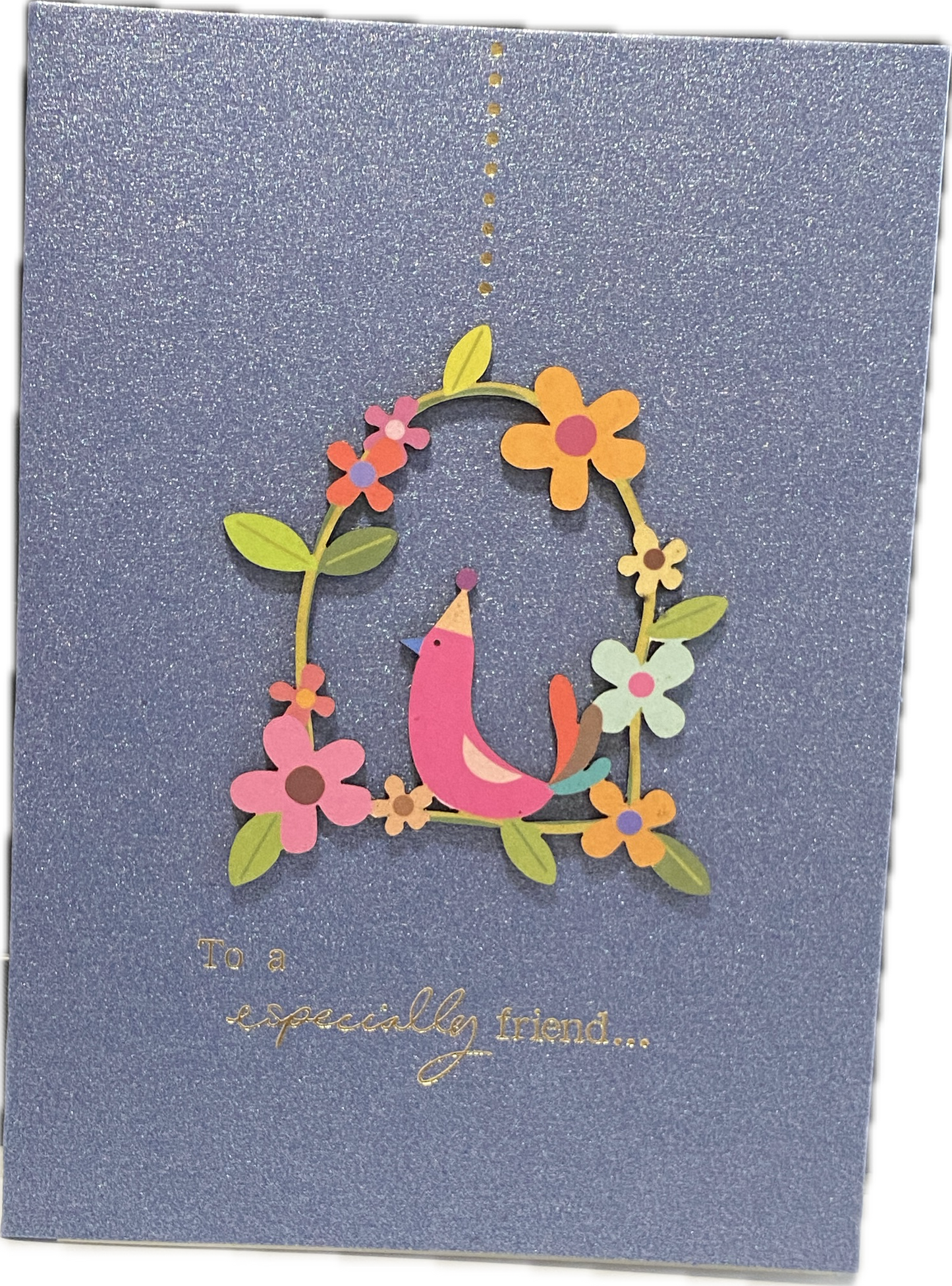 Card-To a especially friend- bird (Grey blue)