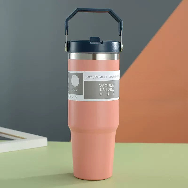 890ml Vacuum Insulated Mug with handle-Pink