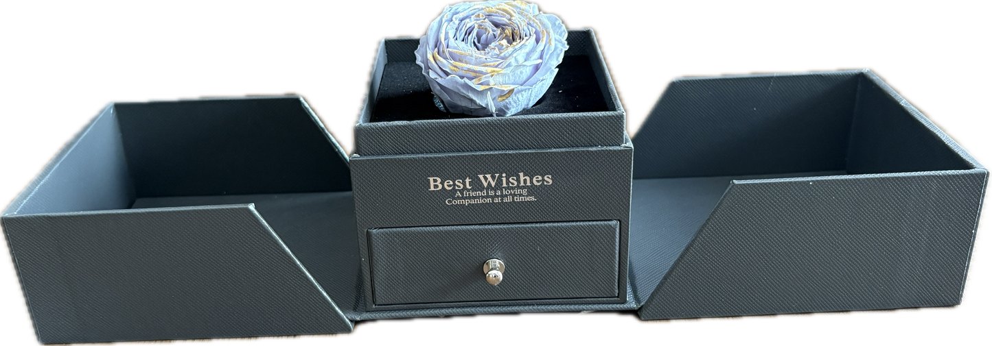 Preserved Loving Flower Box— Luxe Garden Rose: Antique Blue (Size M)