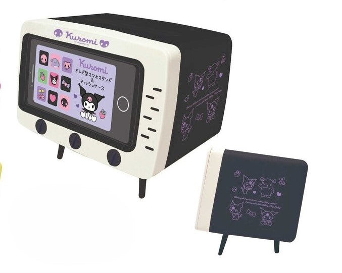 Sanrio TV-shaped smartphone stand and tissue case-Kuromi